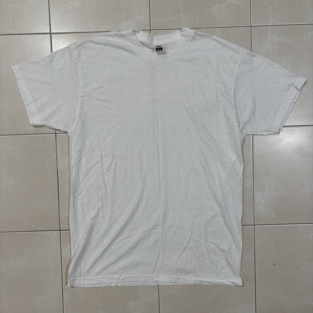 Vintage Blank T Shirt White Fruit Of The Loom Mens Large Thin